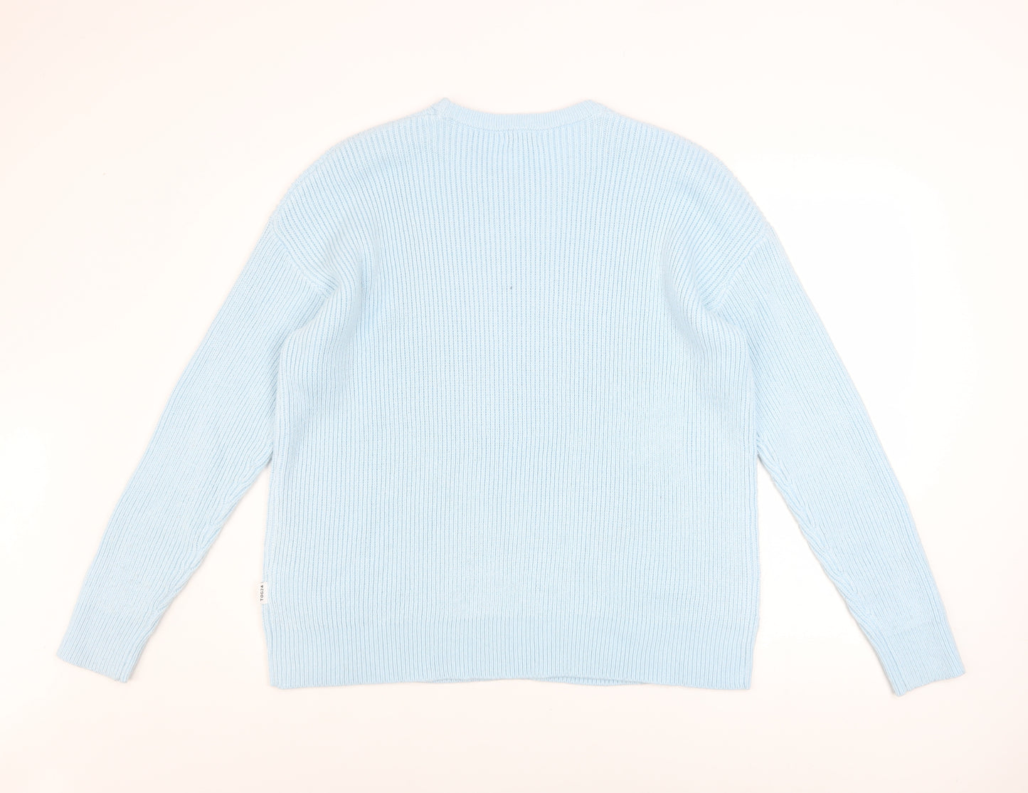 TOG24 Women’s Blue Acrylic Crew Neck Chunky Knit Jumper Size 14