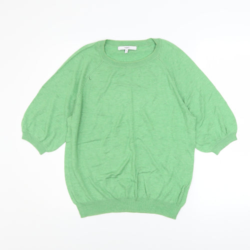 Next Women's Green Knit Puff Sleeve Blouse Size 16