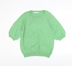 Next Women's Green Knit Puff Sleeve Blouse Size 16