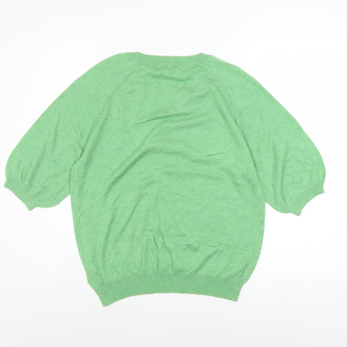 Next Women's Green Knit Puff Sleeve Blouse Size 16