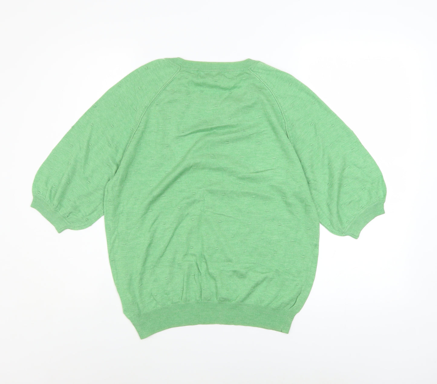 Next Women's Green Knit Puff Sleeve Blouse Size 16