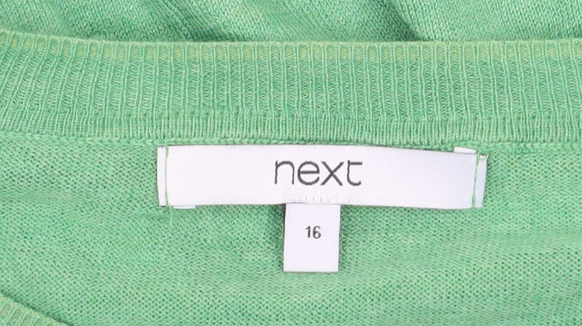 Next Women's Green Knit Puff Sleeve Blouse Size 16