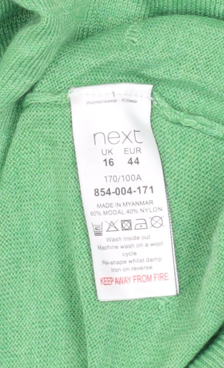 Next Women's Green Knit Puff Sleeve Blouse Size 16