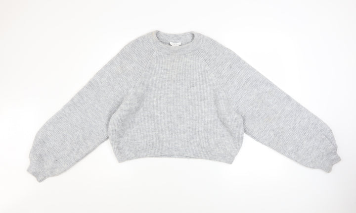 Topshop Womens Grey Chunky Knit Pullover Jumper XS Relaxed Fit