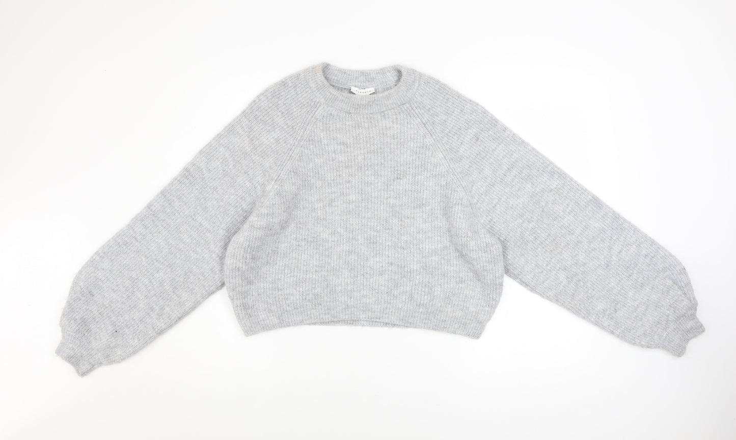 Topshop Womens Grey Chunky Knit Pullover Jumper XS Relaxed Fit