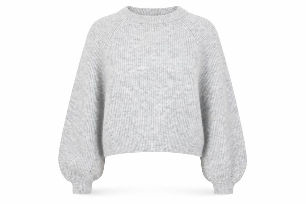 Front view of Topshop women’s grey chunky knit jumper xs relaxed fit