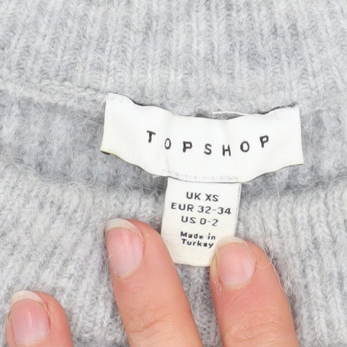 Topshop Womens Grey Chunky Knit Pullover Jumper XS Relaxed Fit