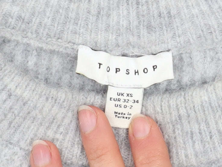 Topshop Womens Grey Chunky Knit Pullover Jumper XS Relaxed Fit