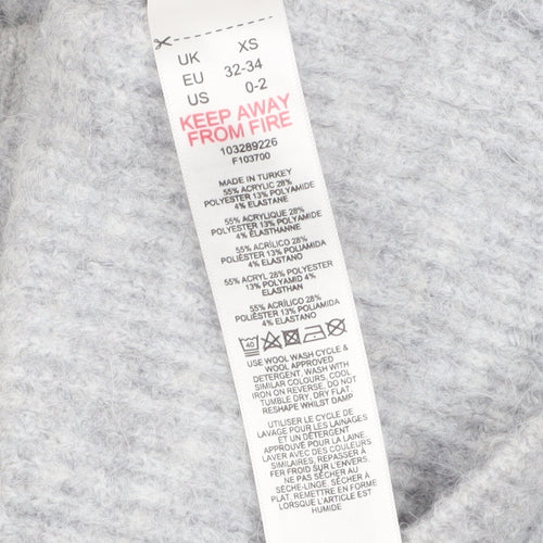 Topshop Womens Grey Chunky Knit Pullover Jumper XS Relaxed Fit