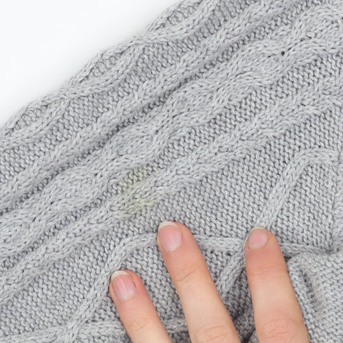 Tru Women Grey Cable-Knit Cotton Jumper Size L Boat Neck