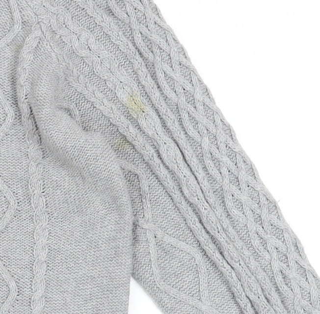 Tru Women Grey Cable-Knit Cotton Jumper Size L Boat Neck