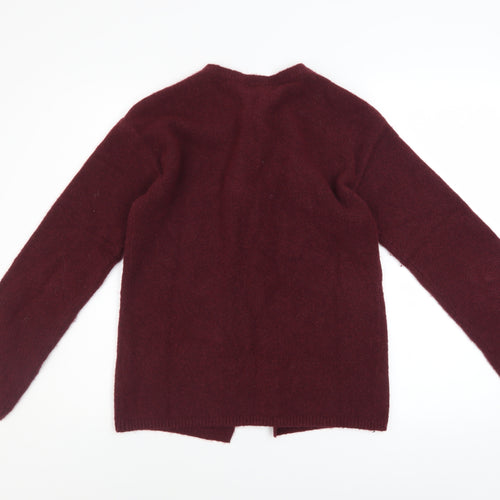 Monki Womens Red XS Cardigan Knit Tie Front Long Sleeve Jumper