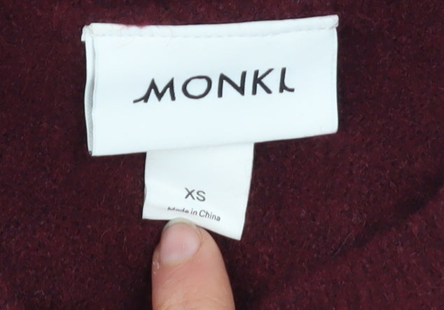 Monki Womens Red XS Cardigan Knit Tie Front Long Sleeve Jumper