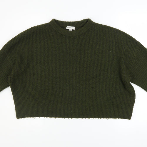 Topshop Petite Women’s Green Chunky Knit Crew Neck Jumper Size M
