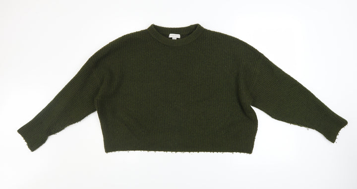 Topshop Petite Women’s Green Chunky Knit Crew Neck Jumper Size M