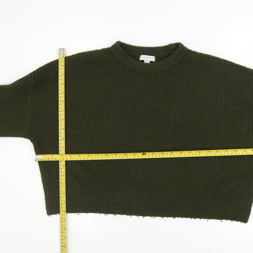 Topshop Petite Women’s Green Chunky Knit Crew Neck Jumper Size M