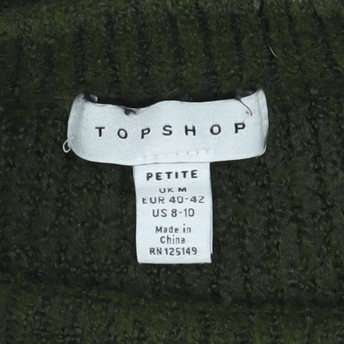 Topshop Petite Women’s Green Chunky Knit Crew Neck Jumper Size M