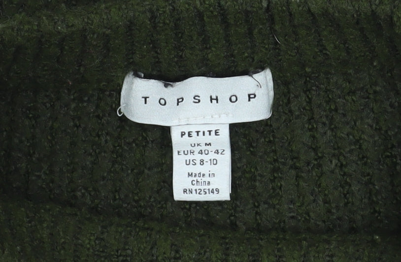 Topshop Petite Women’s Green Chunky Knit Crew Neck Jumper Size M