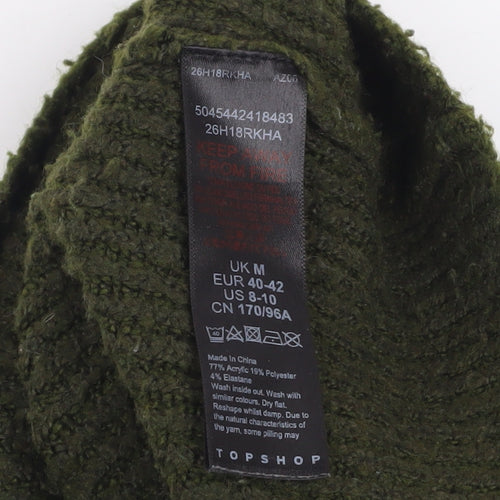 Topshop Petite Women’s Green Chunky Knit Crew Neck Jumper Size M