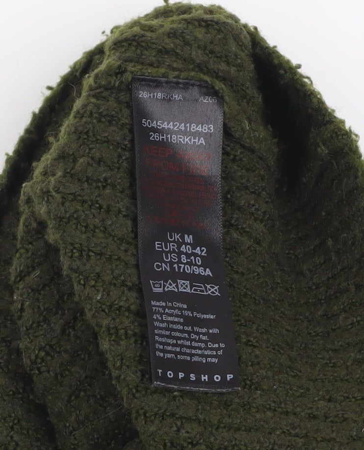 Topshop Petite Women’s Green Chunky Knit Crew Neck Jumper Size M