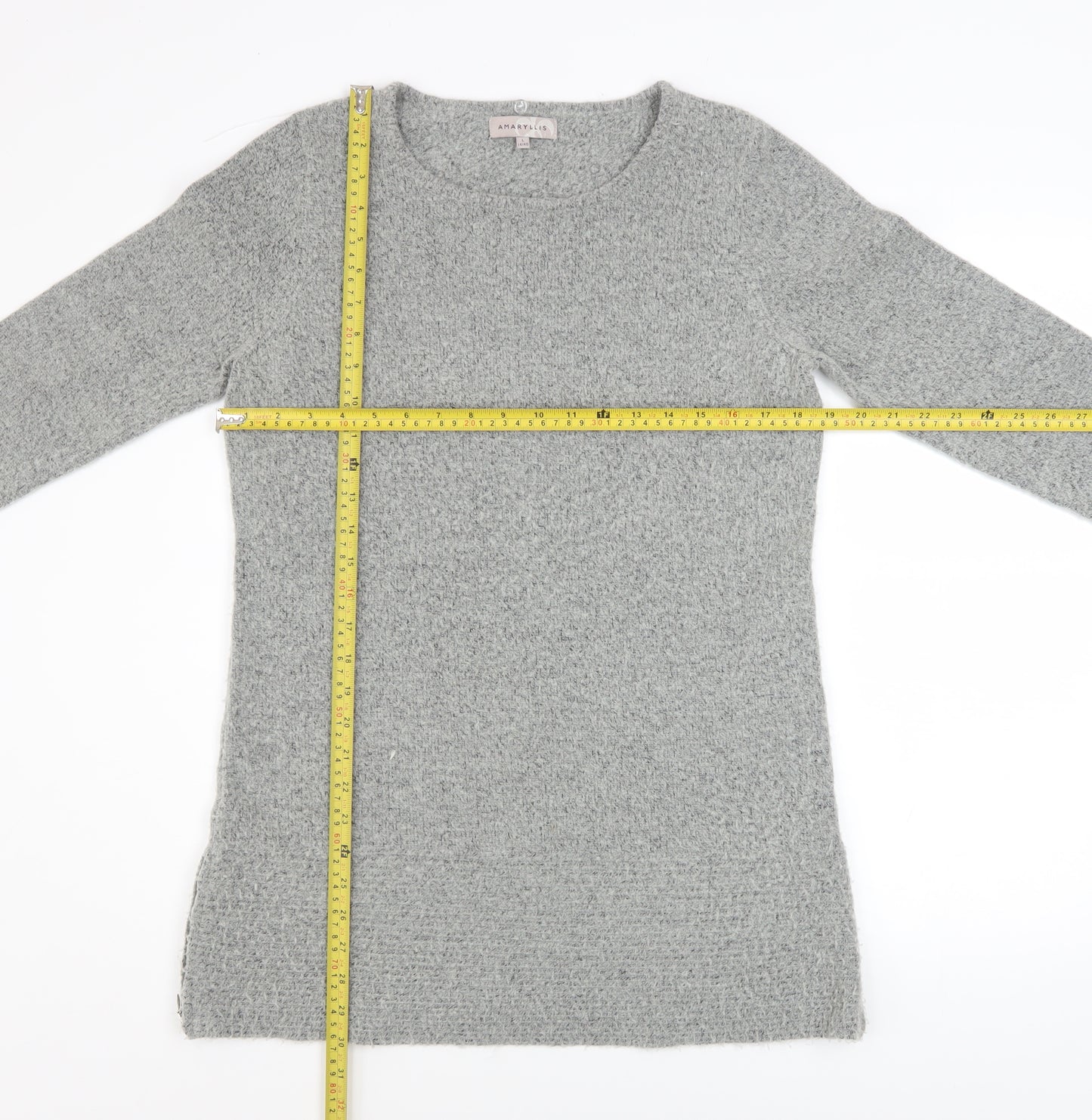 Amaryllis Women's Grey Long Sleeve Pullover Knit Jumper Size L