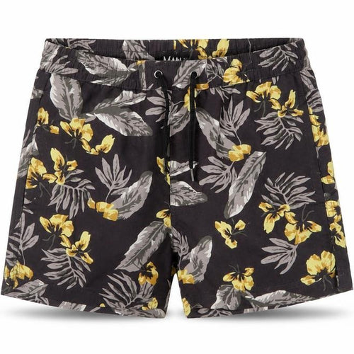 boohooMAN Men's Black Floral Swim Shorts S Quick Dry Festival Style