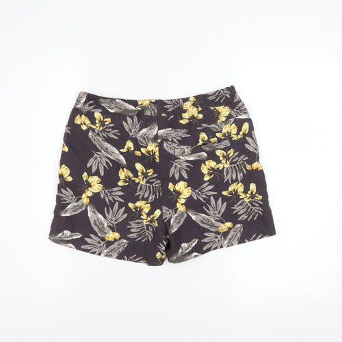 boohooMAN Men's Black Floral Swim Shorts S Quick Dry Festival Style
