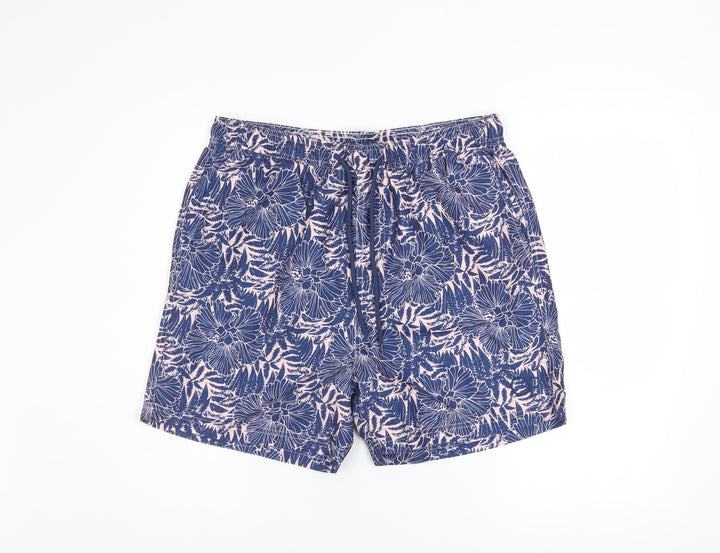 Ocean Pacific Men's Blue Floral L Swim Shorts Elastic Waist Quick Dry