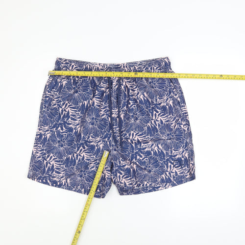 Ocean Pacific Men's Blue Floral L Swim Shorts Elastic Waist Quick Dry