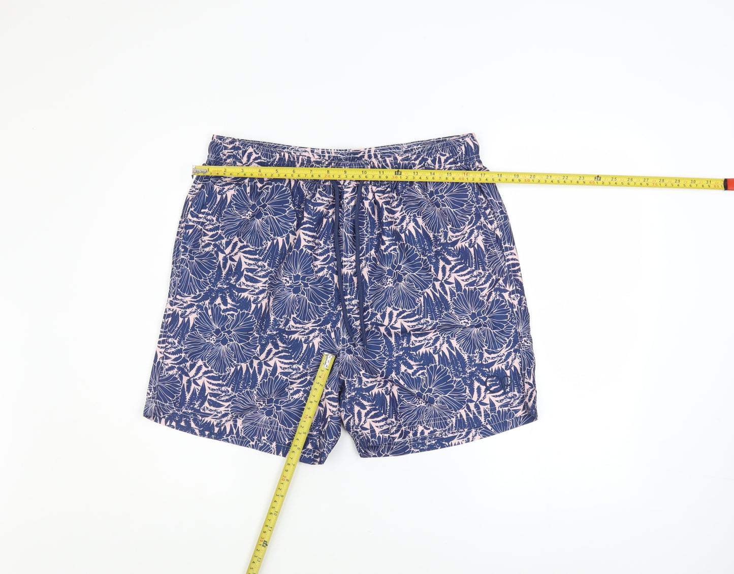 Ocean Pacific Men's Blue Floral L Swim Shorts Elastic Waist Quick Dry