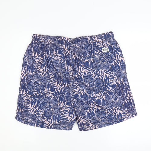 Ocean Pacific Men's Blue Floral L Swim Shorts Elastic Waist Quick Dry