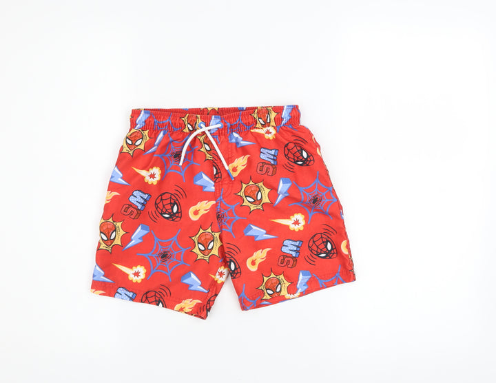 Marks and Spencer Boys Red Spider-Man Swim Shorts 7-8 Years Polyester