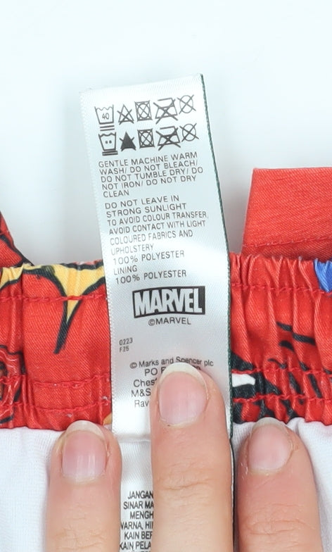 Marks and Spencer Boys Red Spider-Man Swim Shorts 7-8 Years Polyester