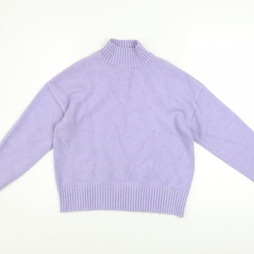 Bershka Women’s Lavender Mock Neck Knit Jumper Size S Acrylic Blend