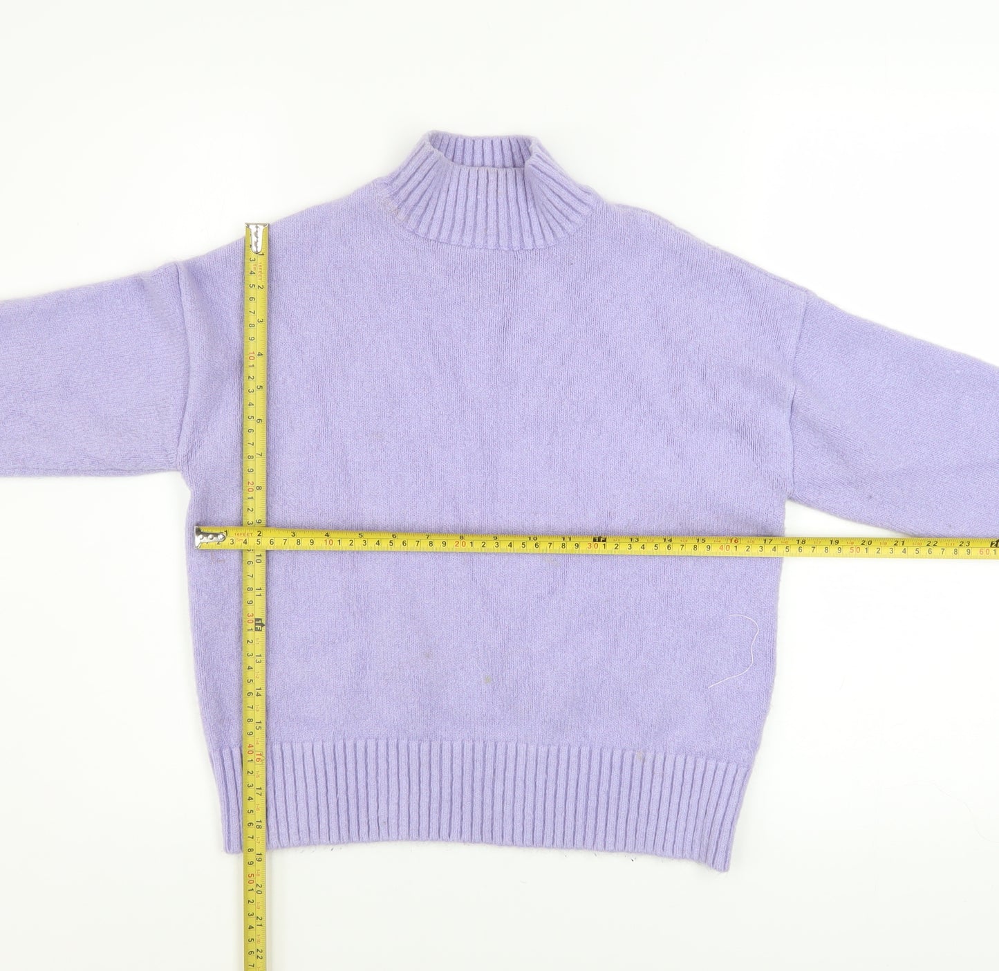 Bershka Women’s Lavender Mock Neck Knit Jumper Size S Acrylic Blend