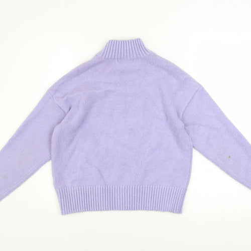 Bershka Women’s Lavender Mock Neck Knit Jumper Size S Acrylic Blend