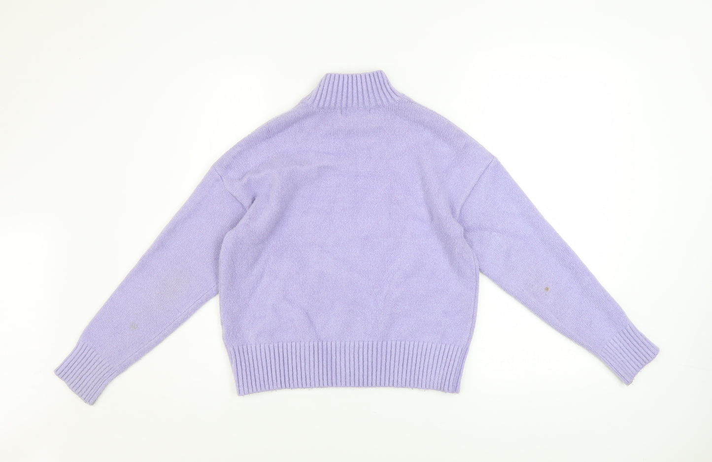 Bershka Women’s Lavender Mock Neck Knit Jumper Size S Acrylic Blend