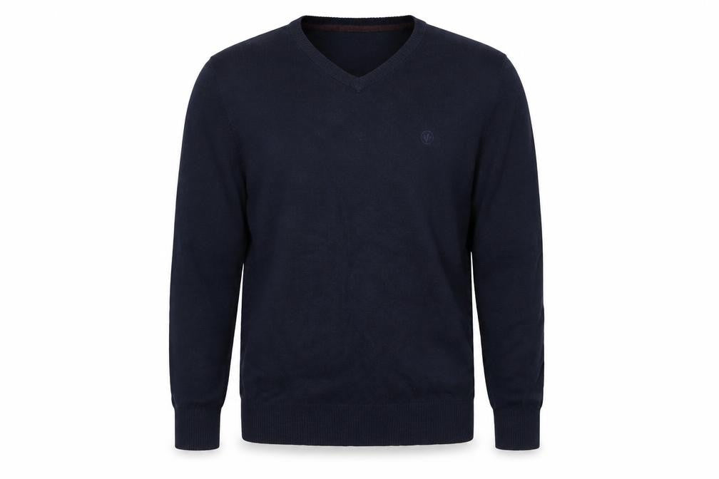 Fat Face Men's Blue Cotton Cashmere V-Neck Jumper Size L