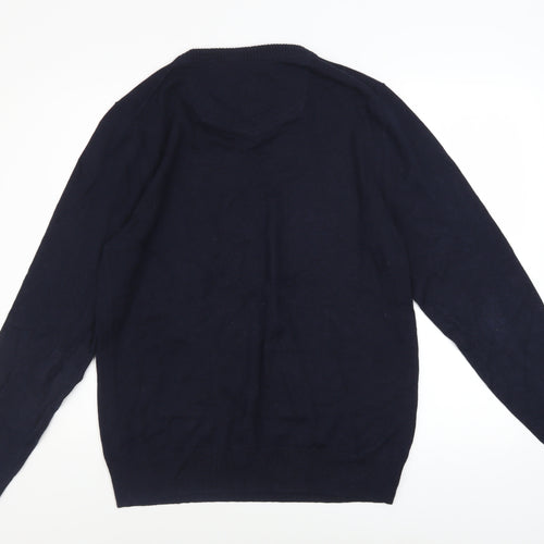 Fat Face Men's Blue Cotton Cashmere V-Neck Jumper Size L