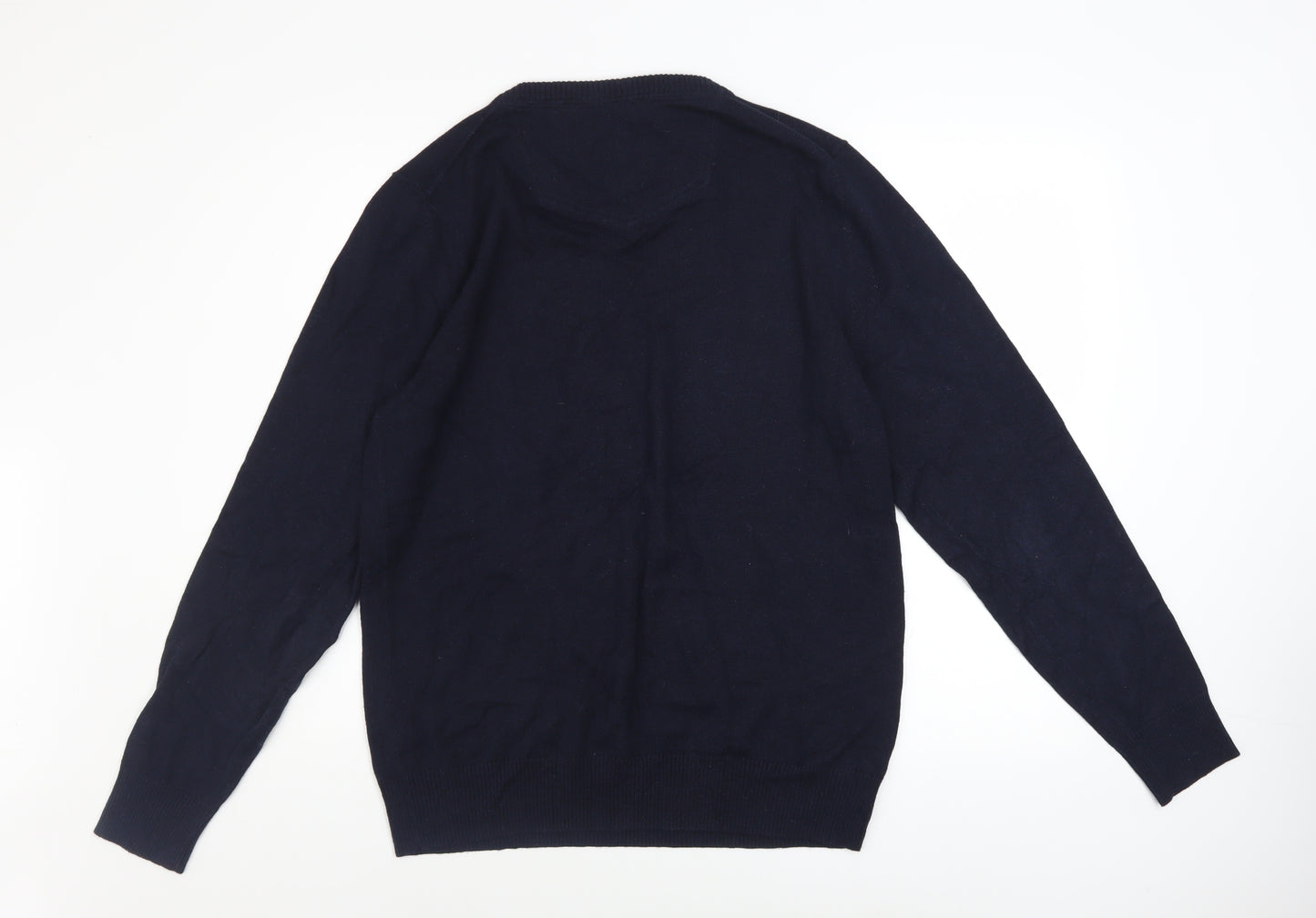 Fat Face Men's Blue Cotton Cashmere V-Neck Jumper Size L