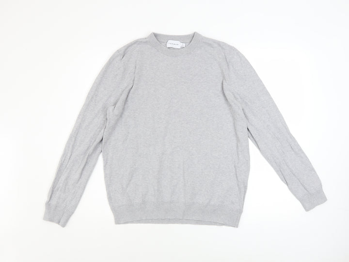 Topman Men's Grey Cotton Crew Neck Pullover Jumper M