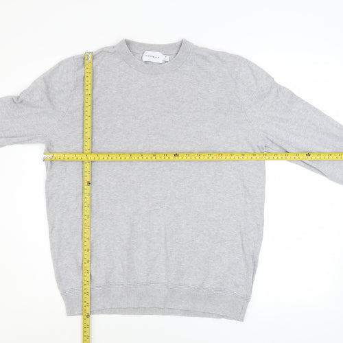 Topman Men's Grey Cotton Crew Neck Pullover Jumper M
