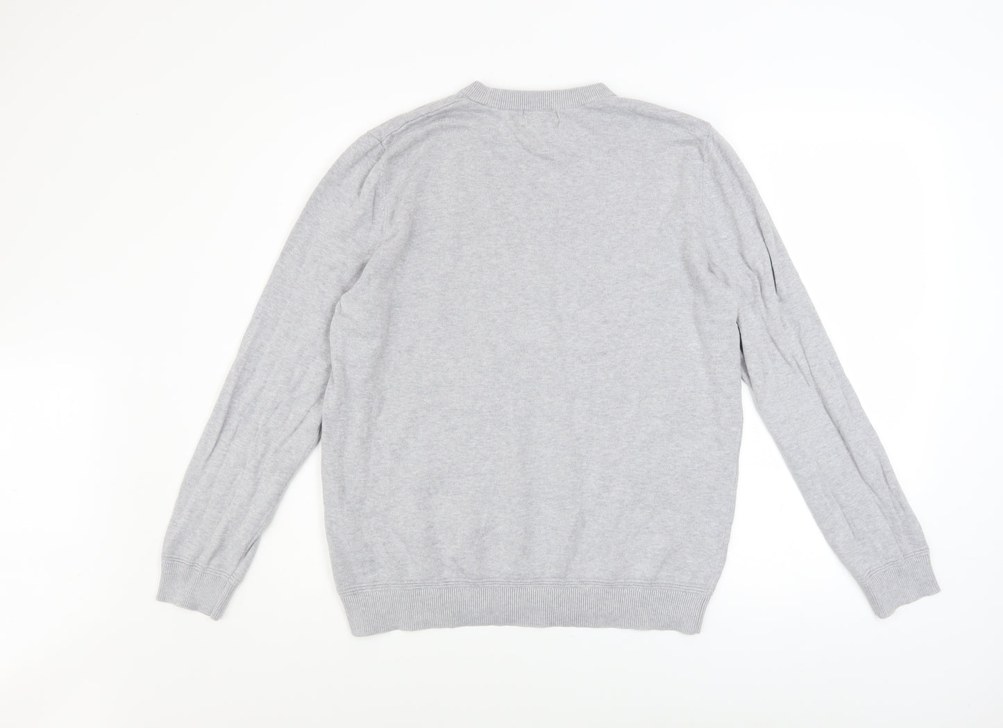 Topman Men's Grey Cotton Crew Neck Pullover Jumper M