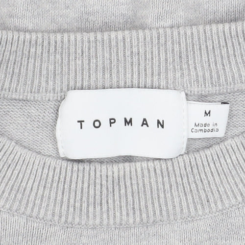Topman Men's Grey Cotton Crew Neck Pullover Jumper M