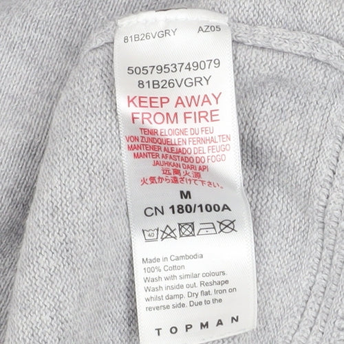 Topman Men's Grey Cotton Crew Neck Pullover Jumper M