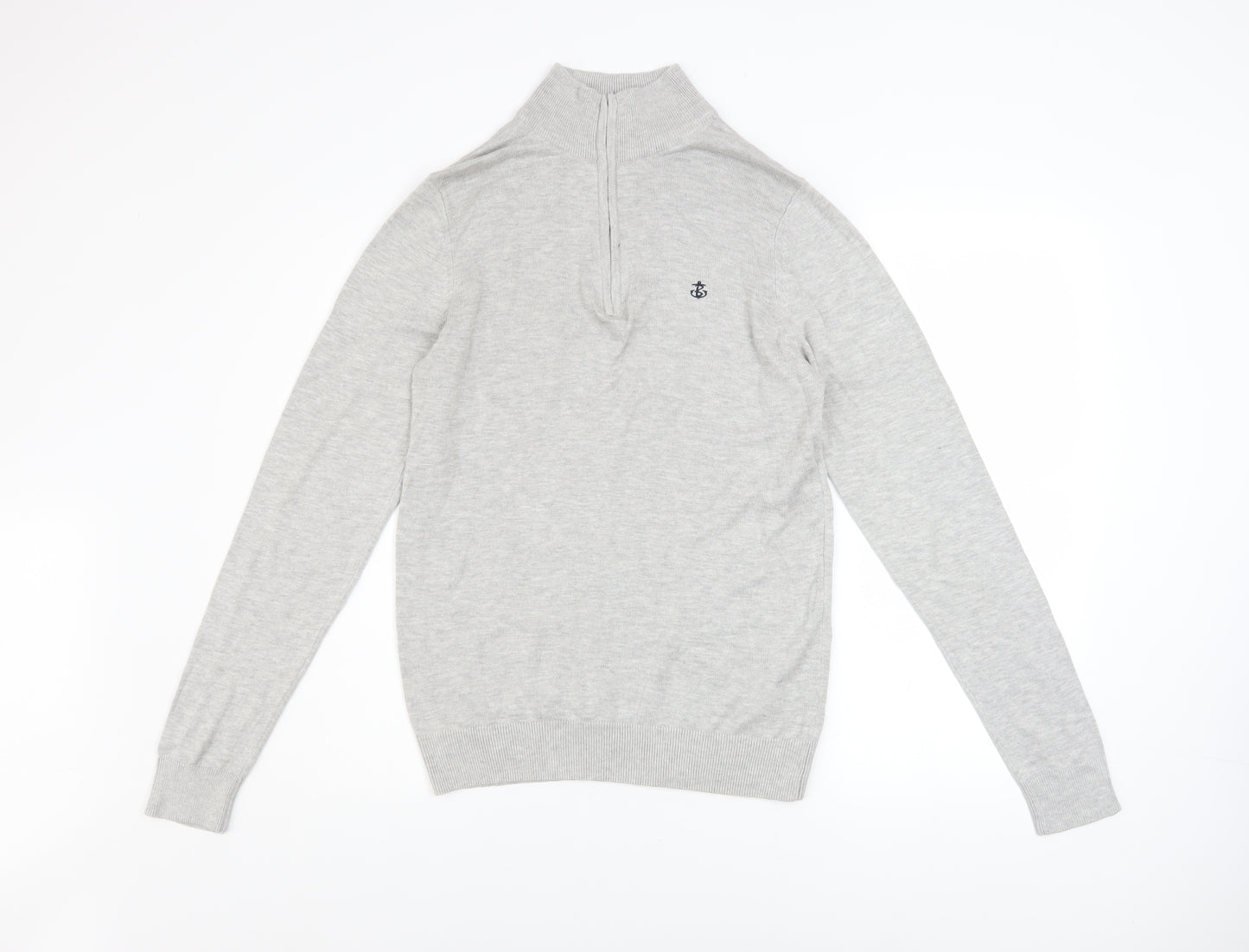 Blakely Men’s Grey 1/4 Zip High Neck Cotton Jumper Size M