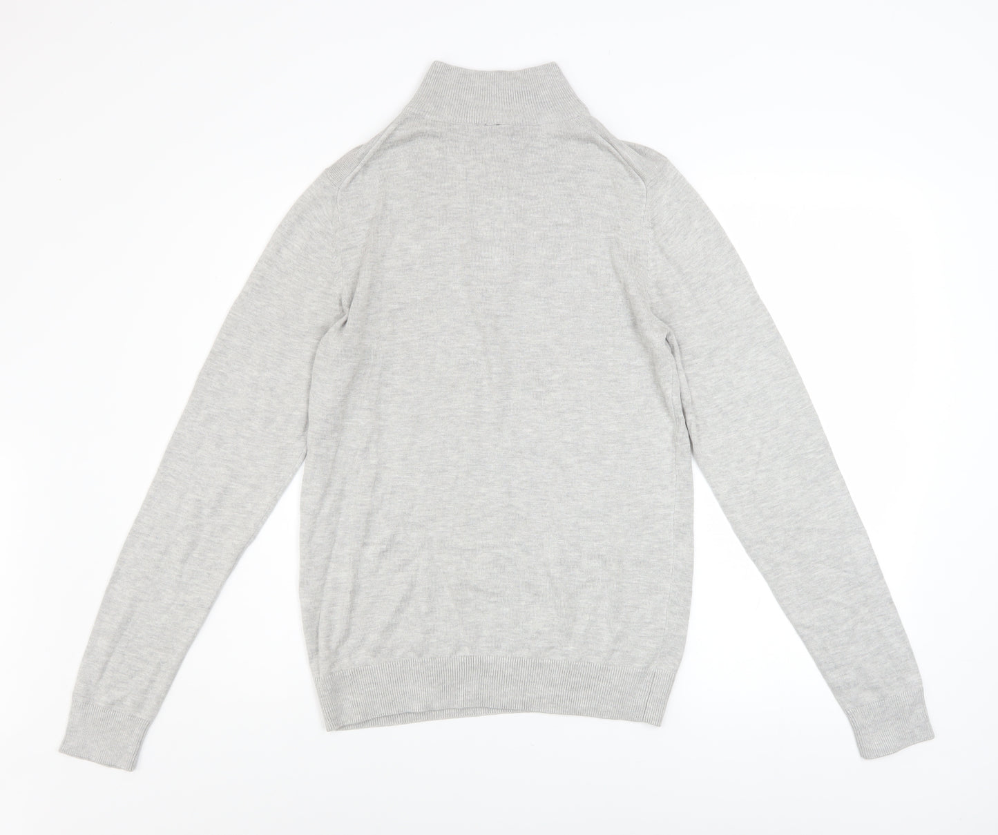 Blakely Men’s Grey 1/4 Zip High Neck Cotton Jumper Size M