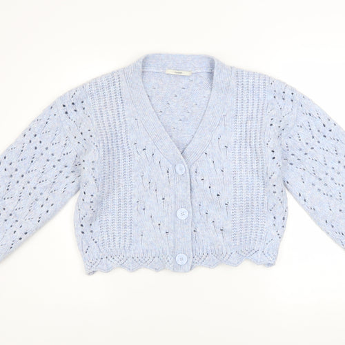 George Women's Blue V-Neck Knit Cardigan Size S (8-10)