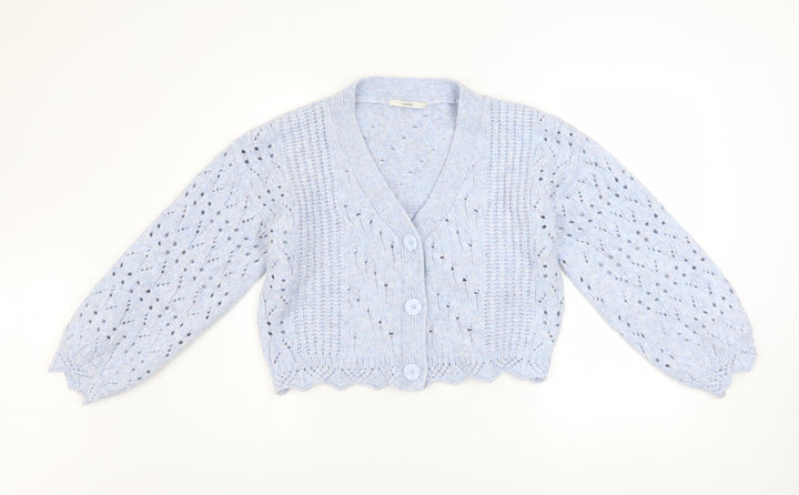 George Women's Blue V-Neck Knit Cardigan Size S (8-10)