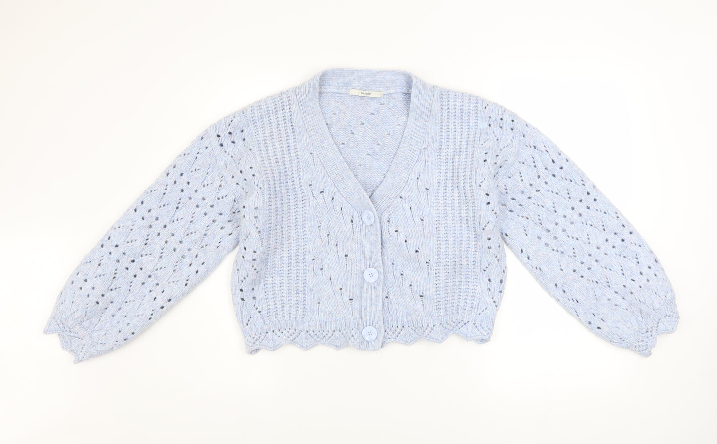 George Women's Blue V-Neck Knit Cardigan Size S (8-10)